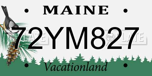 72YM827 Maine License Plate