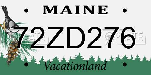 72ZD276 Maine License Plate