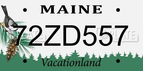 72ZD557 Maine License Plate