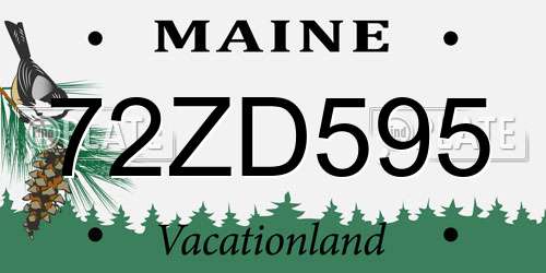 72ZD595 Maine License Plate