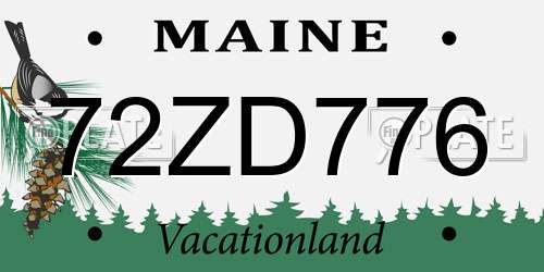 72ZD776 Maine License Plate