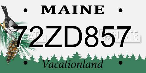 72ZD857 Maine License Plate