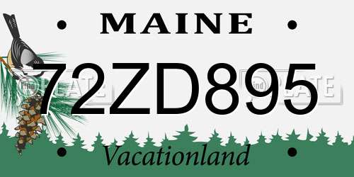 72ZD895 Maine License Plate