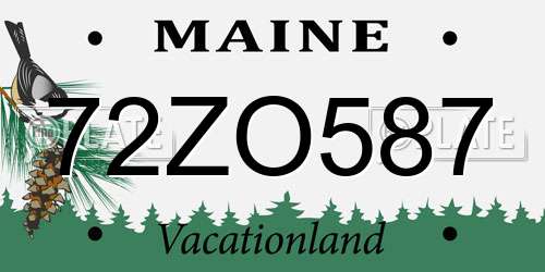 72ZO587 Maine License Plate
