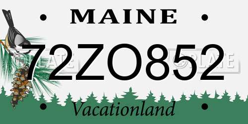 72ZO852 Maine License Plate
