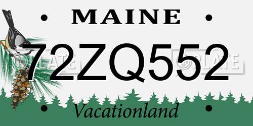 72ZQ552 Maine License Plate