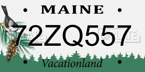 72ZQ557 Maine License Plate