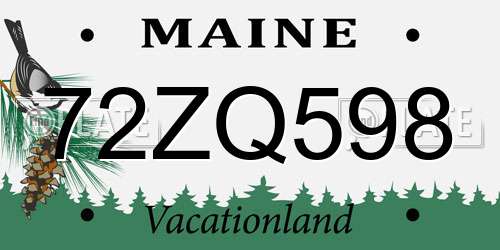 72ZQ598 Maine License Plate