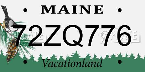 72ZQ776 Maine License Plate