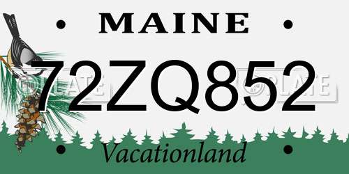 72ZQ852 Maine License Plate