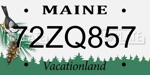 72ZQ857 Maine License Plate