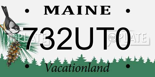 732UT0 Maine License Plate