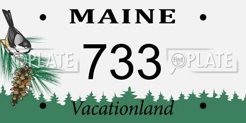 733 Maine License Plate