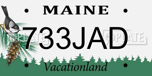 733JAD Maine License Plate