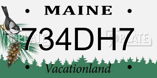 734DH7 Maine License Plate