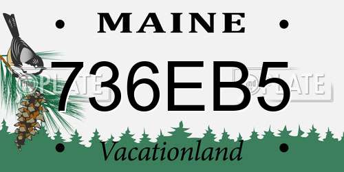 736EB5 Maine License Plate