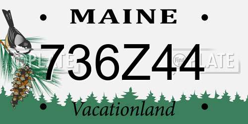 736Z44 Maine License Plate