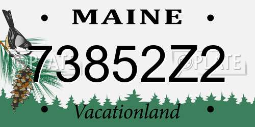 73852Z2 Maine License Plate