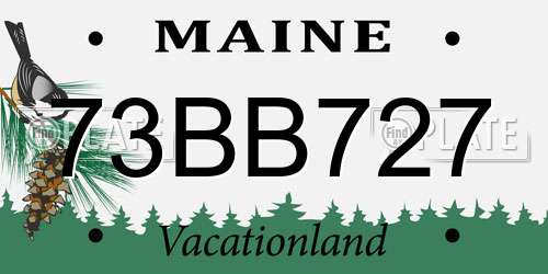 73BB727 Maine License Plate
