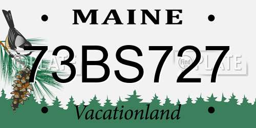 73BS727 Maine License Plate