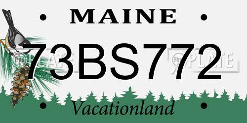 73BS772 Maine License Plate