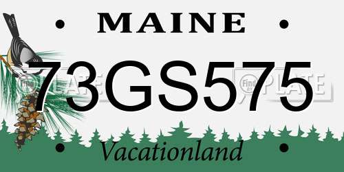 73GS575 Maine License Plate