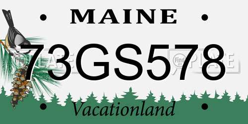 73GS578 Maine License Plate