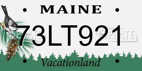 73LT921 Maine License Plate