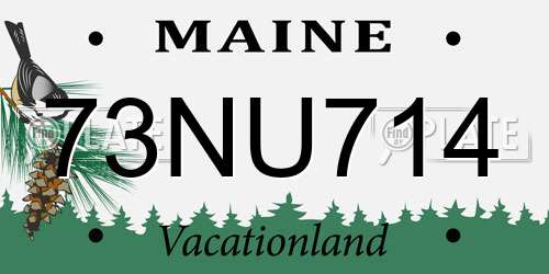 73NU714 Maine License Plate