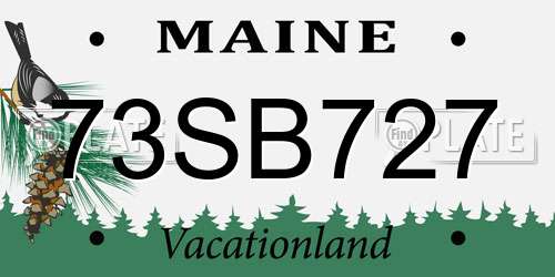 73SB727 Maine License Plate
