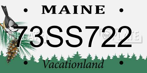 73SS722 Maine License Plate