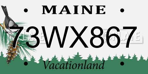 73WX867 Maine License Plate