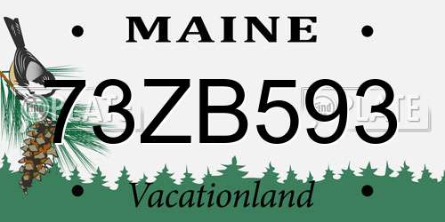 73ZB593 Maine License Plate