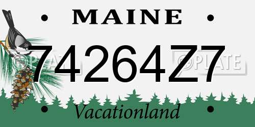 74264Z7 Maine License Plate
