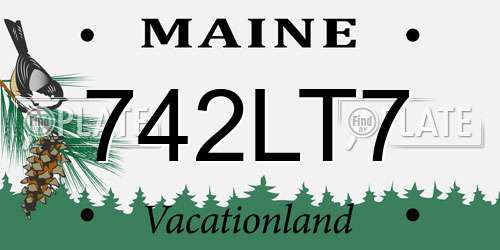 742LT7 Maine License Plate