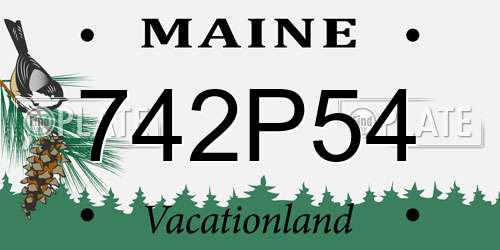 742P54 Maine License Plate