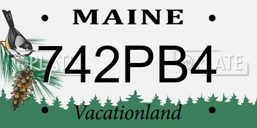 742PB4 Maine License Plate