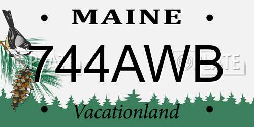 744AWB Maine License Plate
