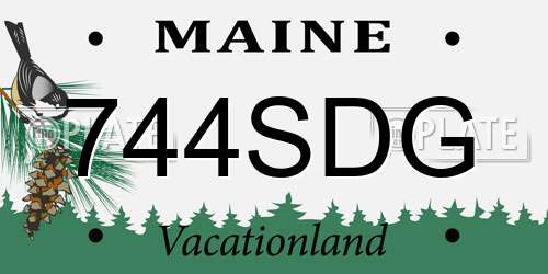 744SDG Maine License Plate
