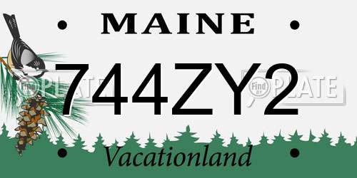 744ZY2 Maine License Plate