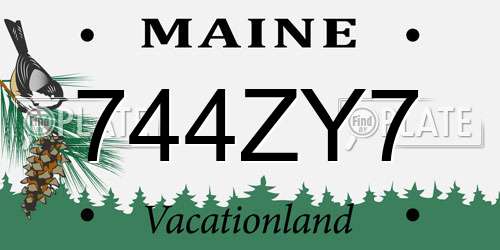 744ZY7 Maine License Plate