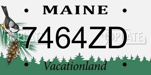 7464ZD Maine License Plate