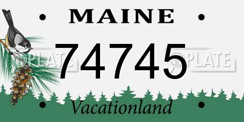 74745 Maine License Plate
