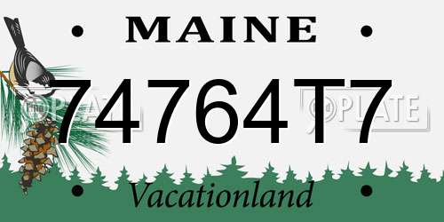 74764T7 Maine License Plate
