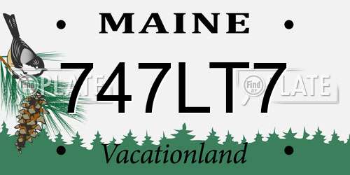 747LT7 Maine License Plate