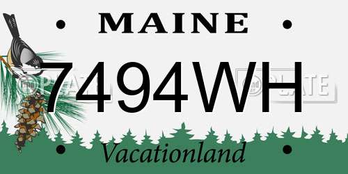 7494WH Maine License Plate