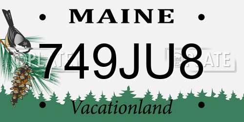 749JU8 Maine License Plate