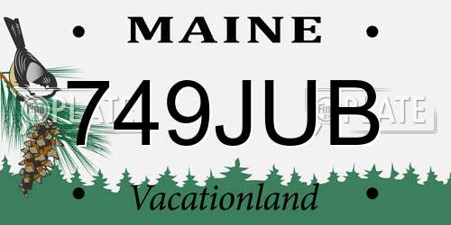 749JUB Maine License Plate