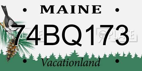74BQ173 Maine License Plate