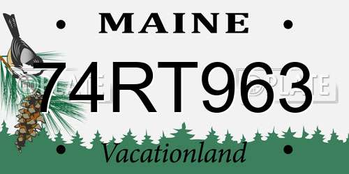 74RT963 Maine License Plate